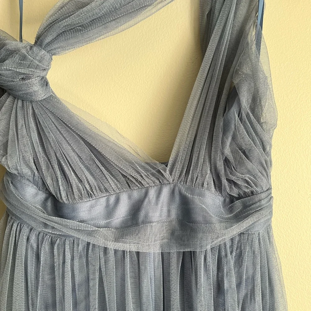 Windsor One-Shoulder Slate Blue Gown - Picture 7 of 8